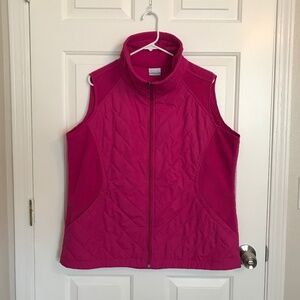 Columbia Diamond Peak Quilted Fleece Panel Hybrid Vest Plus Size 1X Bright Pink